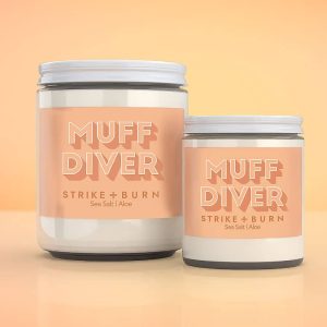 Muff Diver Candle In 4Oz &Amp; 8Oz Clear Glass Jars With White Lids, Fresh Sea Salt &Amp; Aloe Scent