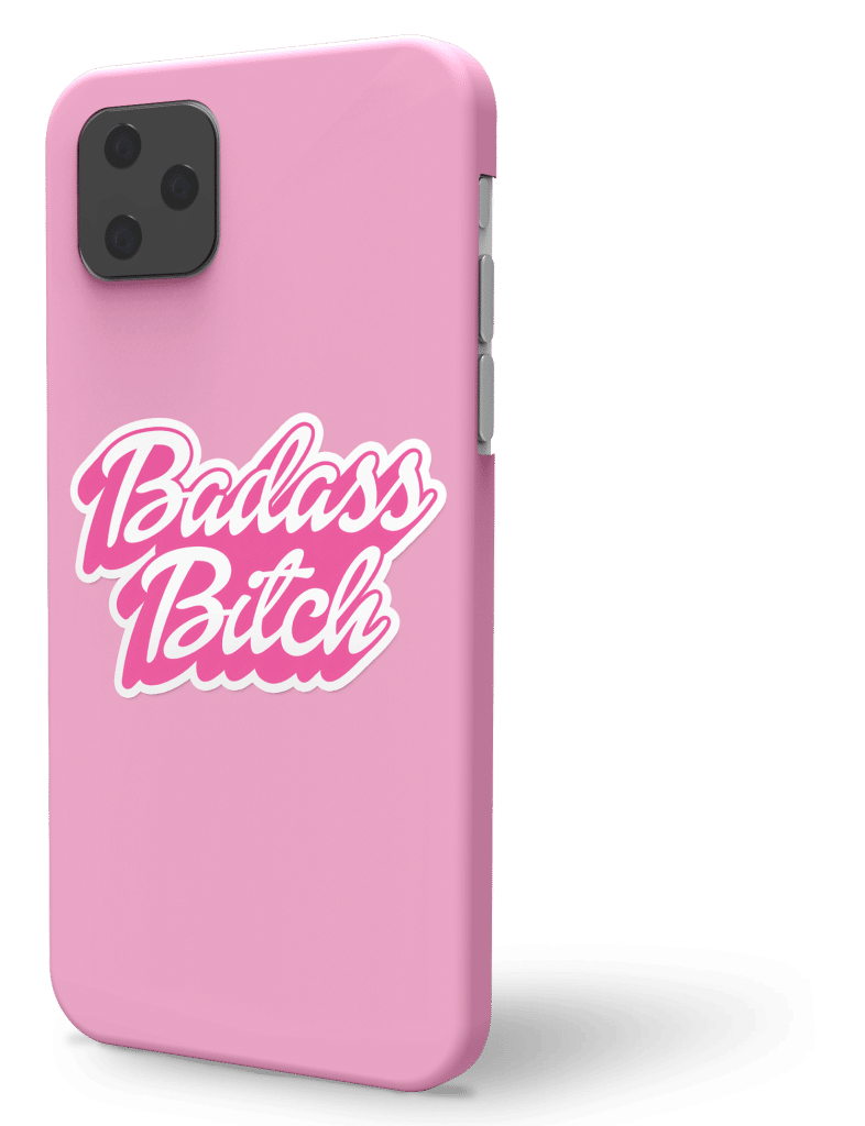 Badass Bitch Sticker On Pink Iphone Case