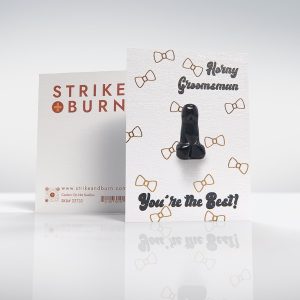 Horny Groomsmen You're the Best bachelor party card, removable crystal penis, gold foil bowties