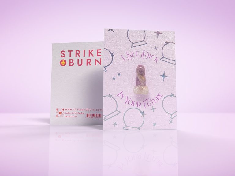 I See Dick In Your Future Bachelorette Card, Removable Amethyst Penis, Silver Foil Crystal Balls Accents