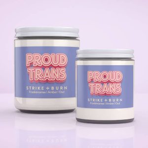 Proud Trans Candle | Lgbtq Transgender Pride | Frankincense, Amber &Amp; Oud