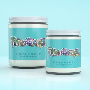 The Gayz 4Oz Candle In Clear Glass Jar With White Lid, Sparkling Champagne Scent